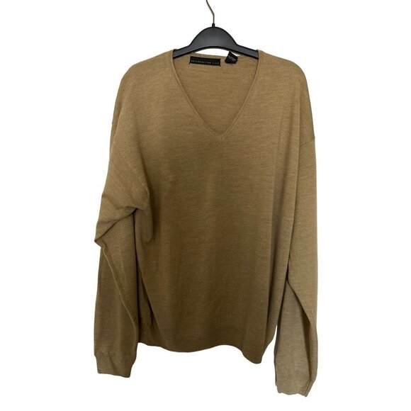 Metropolitan View Italian Wool V-Neck Pullover Beige Sweater Size Large - Picture 1 of 6